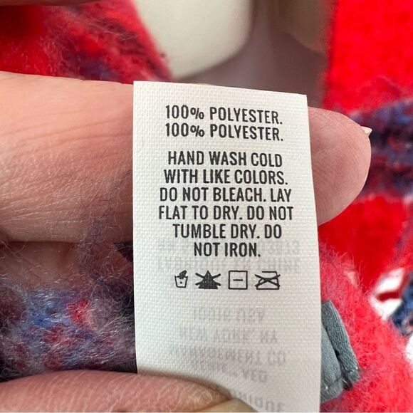 Aerie Red and Blue Super soft fringed blanket scarf - Picture 12 of 13